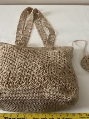 Neutral Beige Crochet Tote Bag - Women's Beach & Everyday Carry